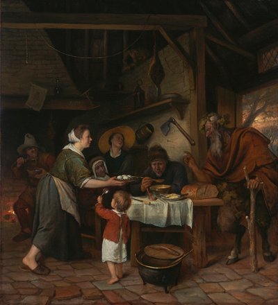 The Satyr and the Peasant Family by Jan Havickszoon Steen